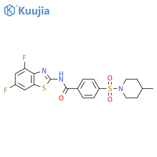 N-(4,6-difluoro-1,3-benzothiazol-2-yl)-4-(4-methylpiperidin-1-yl)sulfonylbenzamide structure