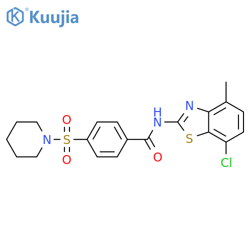 N-(7-chloro-4-methyl-1,3-benzothiazol-2-yl)-4-(piperidine-1-sulfonyl)benzamide structure