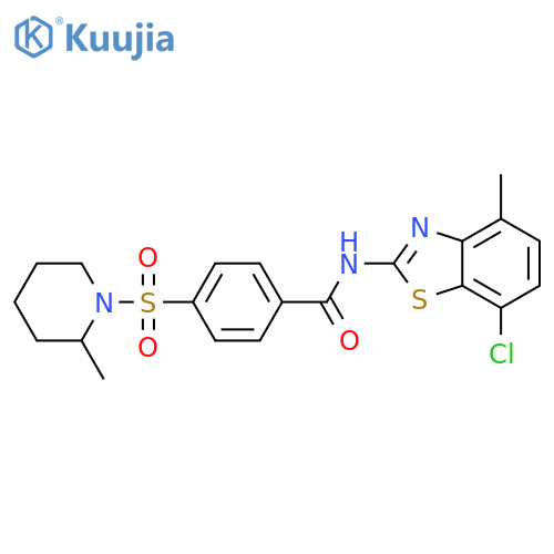 N-(7-chloro-4-methyl-1,3-benzothiazol-2-yl)-4-(2-methylpiperidin-1-yl)sulfonylbenzamide structure