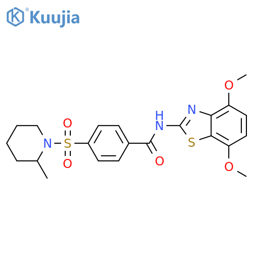 N-(4,7-dimethoxy-1,3-benzothiazol-2-yl)-4-(2-methylpiperidin-1-yl)sulfonylbenzamide structure