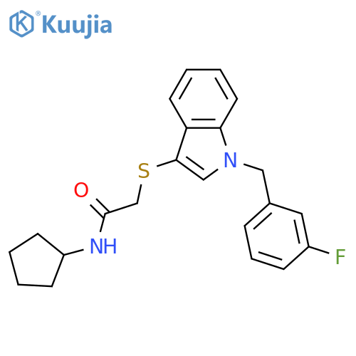 N-cyclopentyl-2-({1-(3-fluorophenyl)methyl-1H-indol-3-yl}sulfanyl)acetamide structure