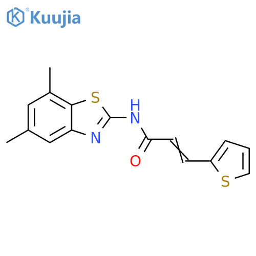(2E)-N-(5,7-dimethyl-1,3-benzothiazol-2-yl)-3-(thiophen-2-yl)prop-2-enamide structure
