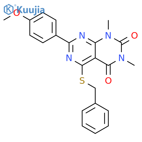 5-(benzylsulfanyl)-7-(4-methoxyphenyl)-1,3-dimethyl-1H,2H,3H,4H-1,3diazino4,5-dpyrimidine-2,4-dione structure