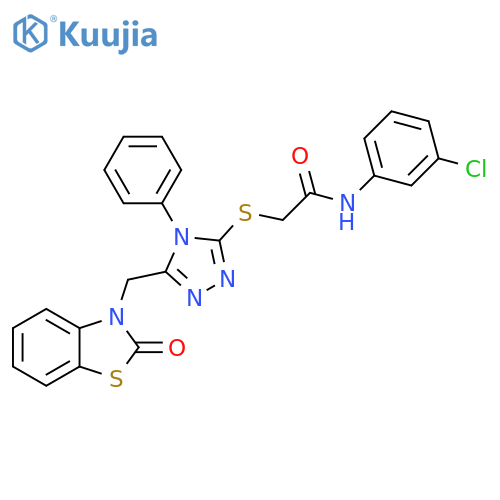 N-(3-chlorophenyl)-2-({5-(2-oxo-2,3-dihydro-1,3-benzothiazol-3-yl)methyl-4-phenyl-4H-1,2,4-triazol-3-yl}sulfanyl)acetamide structure