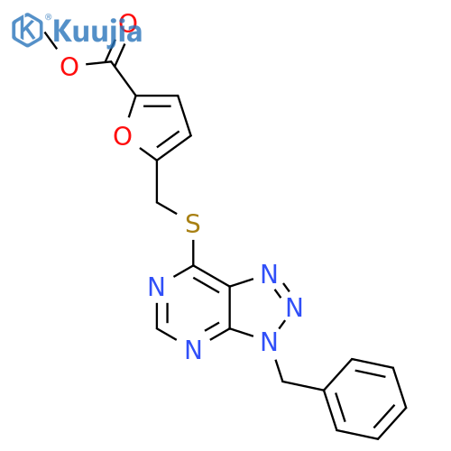 methyl 5-({3-benzyl-3H-1,2,3triazolo4,5-dpyrimidin-7-yl}sulfanyl)methylfuran-2-carboxylate structure