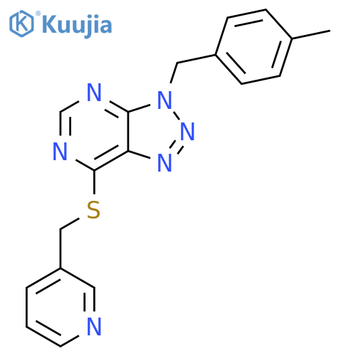 3-({3-(4-methylphenyl)methyl-3H-1,2,3triazolo4,5-dpyrimidin-7-yl}sulfanyl)methylpyridine structure