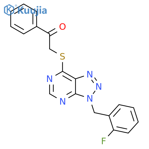 2-({3-(2-fluorophenyl)methyl-3H-1,2,3triazolo4,5-dpyrimidin-7-yl}sulfanyl)-1-phenylethan-1-one structure