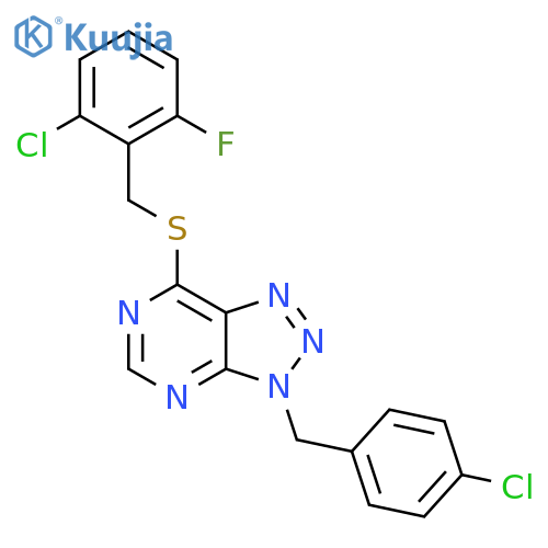 7-{(2-chloro-6-fluorophenyl)methylsulfanyl}-3-(4-chlorophenyl)methyl-3H-1,2,3triazolo4,5-dpyrimidine structure