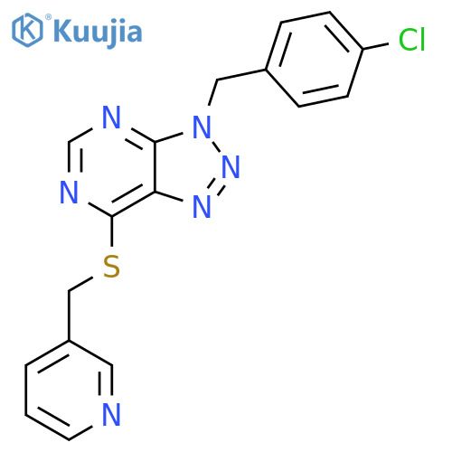 3-({3-(4-chlorophenyl)methyl-3H-1,2,3triazolo4,5-dpyrimidin-7-yl}sulfanyl)methylpyridine structure