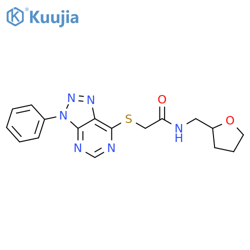 N-(oxolan-2-yl)methyl-2-({3-phenyl-3H-1,2,3triazolo4,5-dpyrimidin-7-yl}sulfanyl)acetamide structure