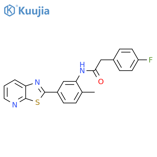 2-(4-fluorophenyl)-N-(2-methyl-5-{1,3thiazolo5,4-bpyridin-2-yl}phenyl)acetamide structure