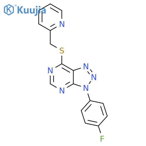 2-({3-(4-fluorophenyl)-3H-1,2,3triazolo4,5-dpyrimidin-7-ylsulfanyl}methyl)pyridine structure