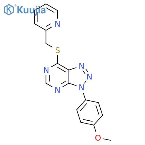 2-({3-(4-methoxyphenyl)-3H-1,2,3triazolo4,5-dpyrimidin-7-ylsulfanyl}methyl)pyridine structure