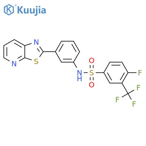 4-fluoro-N-(3-{1,3thiazolo5,4-bpyridin-2-yl}phenyl)-3-(trifluoromethyl)benzene-1-sulfonamide structure