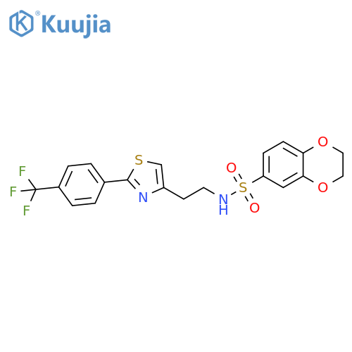 N-(2-{2-4-(trifluoromethyl)phenyl-1,3-thiazol-4-yl}ethyl)-2,3-dihydro-1,4-benzodioxine-6-sulfonamide structure