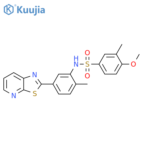 4-methoxy-3-methyl-N-(2-methyl-5-{1,3thiazolo5,4-bpyridin-2-yl}phenyl)benzene-1-sulfonamide structure