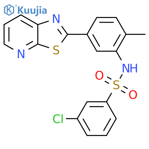 3-chloro-N-(2-methyl-5-{1,3thiazolo5,4-bpyridin-2-yl}phenyl)benzene-1-sulfonamide structure