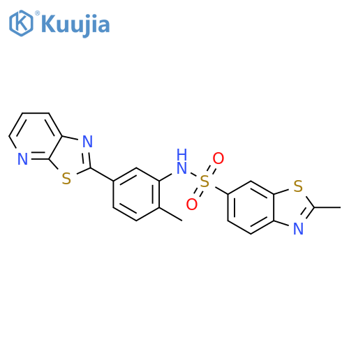 2-methyl-N-(2-methyl-5-{1,3thiazolo5,4-bpyridin-2-yl}phenyl)-1,3-benzothiazole-6-sulfonamide structure
