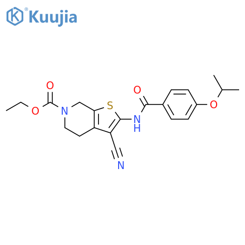 ethyl 3-cyano-2-4-(propan-2-yloxy)benzamido-4H,5H,6H,7H-thieno2,3-cpyridine-6-carboxylate structure