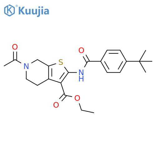 ethyl 6-acetyl-2-(4-tert-butylbenzamido)-4H,5H,6H,7H-thieno2,3-cpyridine-3-carboxylate structure