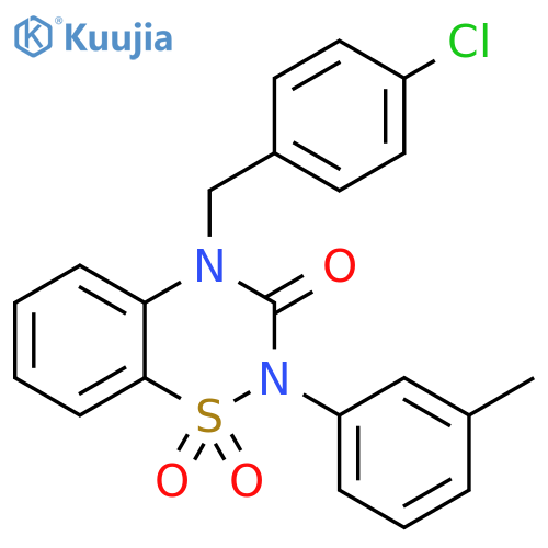 4-(4-chlorophenyl)methyl-2-(3-methylphenyl)-3,4-dihydro-2H-1lambda6,2,4-benzothiadiazine-1,1,3-trione structure