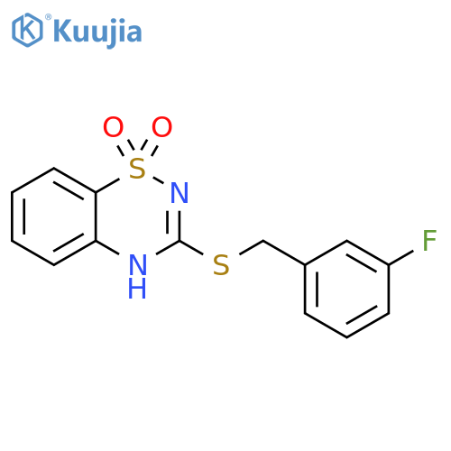 3-{(3-fluorophenyl)methylsulfanyl}-4H-1lambda6,2,4-benzothiadiazine-1,1-dione structure