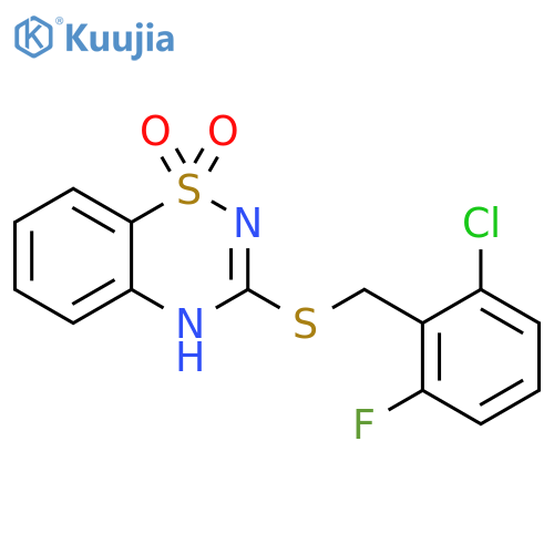 3-{(2-chloro-6-fluorophenyl)methylsulfanyl}-4H-1lambda6,2,4-benzothiadiazine-1,1-dione structure