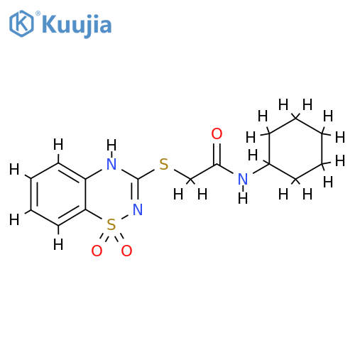 N-cyclohexyl-2-(1,1-dioxo-4H-1lambda6,2,4-benzothiadiazin-3-yl)sulfanylacetamide structure