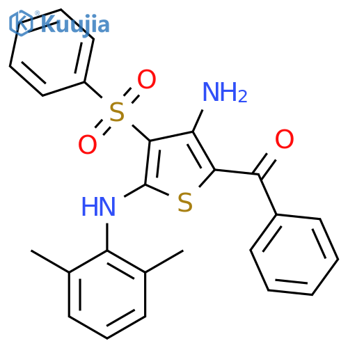 5-benzoyl-3-(benzenesulfonyl)-N2-(2,6-dimethylphenyl)thiophene-2,4-diamine structure