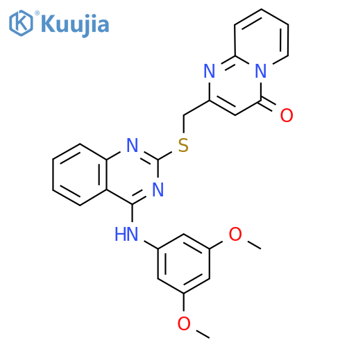 2-({4-(3,5-dimethoxyphenyl)aminoquinazolin-2-yl}sulfanyl)methyl-4H-pyrido1,2-apyrimidin-4-one structure