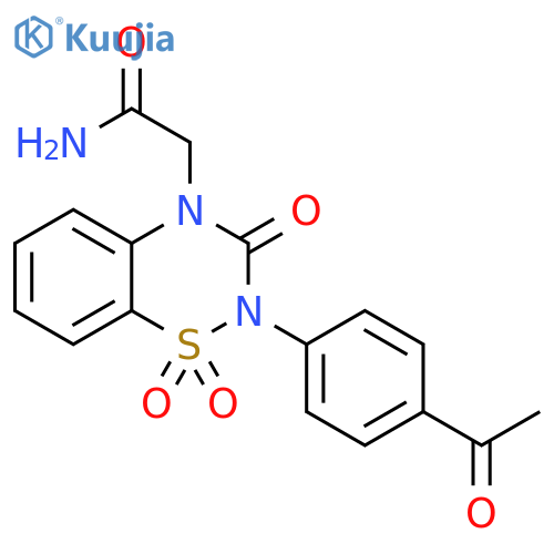 2-2-(4-acetylphenyl)-1,1,3-trioxo-3,4-dihydro-2H-1,2,4-benzothiadiazin-4-ylacetamide structure