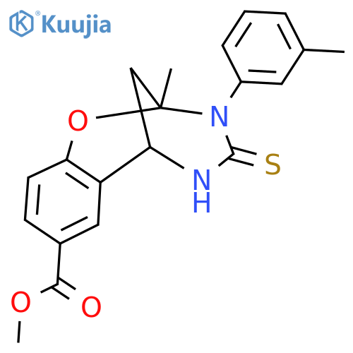 methyl 9-methyl-10-(3-methylphenyl)-11-sulfanylidene-8-oxa-10,12-diazatricyclo7.3.1.0^{2,7}trideca-2,4,6-triene-4-carboxylate structure