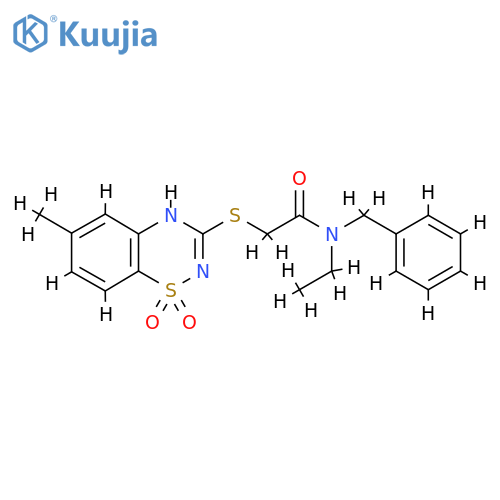 N-benzyl-N-ethyl-2-(6-methyl-1,1-dioxo-4H-1lambda6,2,4-benzothiadiazin-3-yl)sulfanylacetamide structure