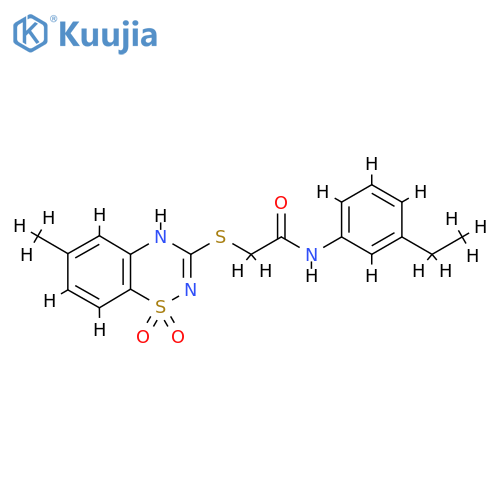 N-(3-ethylphenyl)-2-(6-methyl-1,1-dioxo-4H-1lambda6,2,4-benzothiadiazin-3-yl)sulfanylacetamide structure