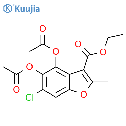 3-Benzofurancarboxylic acid, 4,5-bis(acetyloxy)-6-chloro-2-methyl-, ethyl ester structure