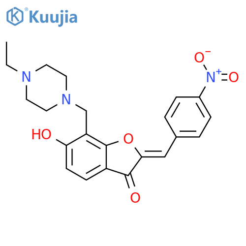 (2Z)-7-(4-ethylpiperazin-1-yl)methyl-6-hydroxy-2-(4-nitrophenyl)methylidene-2,3-dihydro-1-benzofuran-3-one structure