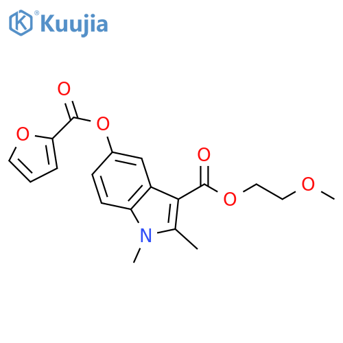 2-methoxyethyl 5-(furan-2-carbonyloxy)-1,2-dimethyl-1H-indole-3-carboxylate structure