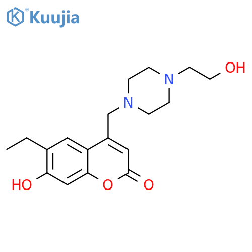 6-ethyl-7-hydroxy-4-{4-(2-hydroxyethyl)piperazin-1-ylmethyl}-2H-chromen-2-one structure