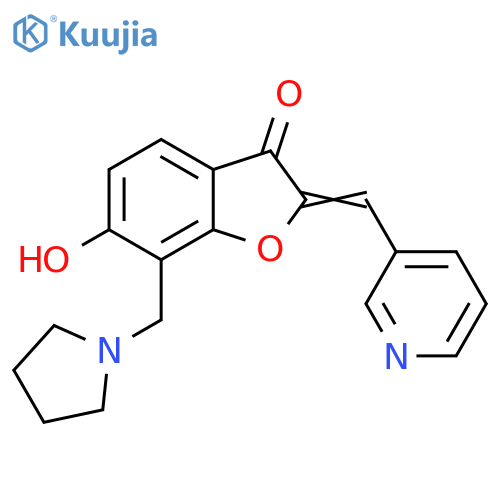 (2Z)-6-hydroxy-2-(pyridin-3-yl)methylidene-7-(pyrrolidin-1-yl)methyl-2,3-dihydro-1-benzofuran-3-one structure