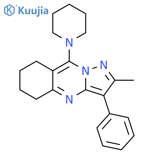 1-{2-methyl-3-phenyl-5H,6H,7H,8H-pyrazolo3,2-bquinazolin-9-yl}piperidine structure