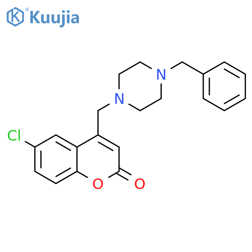 4-(4-benzylpiperazin-1-yl)methyl-6-chloro-2H-chromen-2-one structure