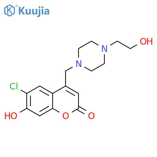 6-chloro-7-hydroxy-4-{4-(2-hydroxyethyl)piperazin-1-ylmethyl}-2H-chromen-2-one structure