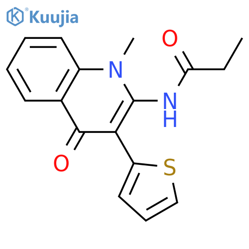 N-1-methyl-4-oxo-3-(thiophen-2-yl)-1,4-dihydroquinolin-2-ylpropanamide structure