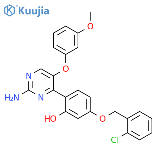 2-2-amino-5-(3-methoxyphenoxy)pyrimidin-4-yl-5-(2-chlorophenyl)methoxyphenol structure