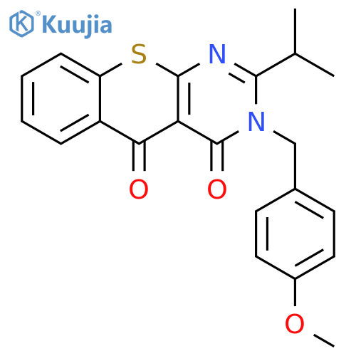 3-(4-methoxyphenyl)methyl-2-(propan-2-yl)-3H,4H,5H-thiochromeno2,3-dpyrimidine-4,5-dione structure