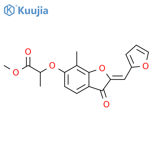 methyl 2-{(2Z)-2-(furan-2-yl)methylidene-7-methyl-3-oxo-2,3-dihydro-1-benzofuran-6-yloxy}propanoate structure