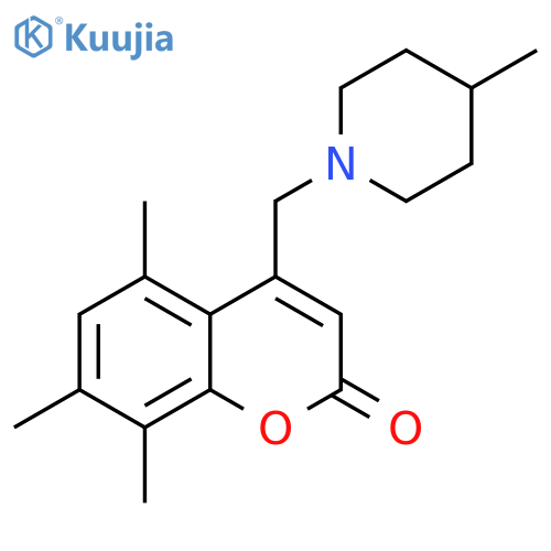5,7,8-trimethyl-4-(4-methylpiperidin-1-yl)methyl-2H-chromen-2-one structure