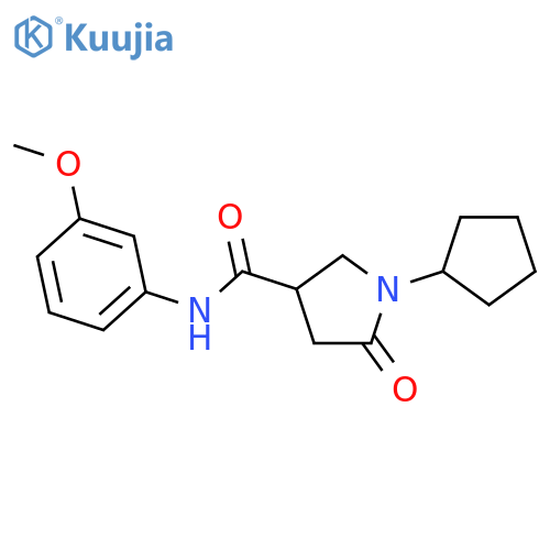 1-cyclopentyl-N-(3-methoxyphenyl)-5-oxopyrrolidine-3-carboxamide structure