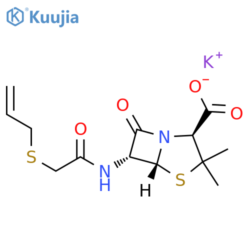 4-Thia-1-azabicyclo[3.2.0]heptane-2-carboxylicacid, 3,3-dimethyl-7-oxo-6-[[(2-propenylthio)acetyl]amino]-, monopotassiumsalt, [2S-(2a,5a,6b)]- (9CI) structure