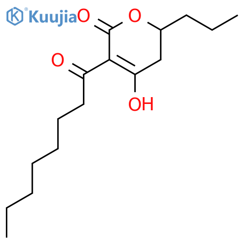 2H-Pyran-2-one, 5,6-dihydro-4-hydroxy-3-(1-oxooctyl)-6-propyl- structure